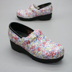 Skechers Ladies 9.5 Candaba Floral Multi Color Leather Nursing Work Clogs Shoes
